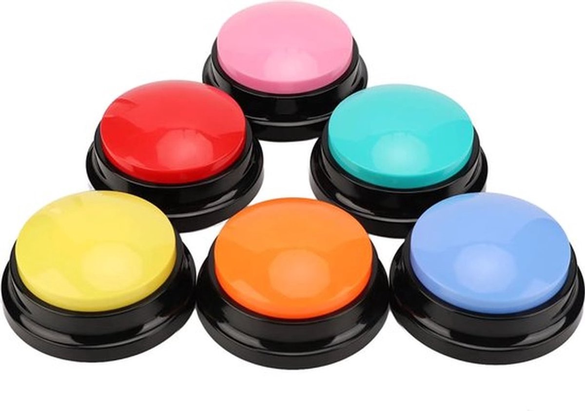 Set van 6 opnameknoppen voor honden, multifunctioneel en draagbaar, opnameknop van 30 seconden, geschikt voor katten, honden en andere huisdieren.Batterijen niet inbegrepen