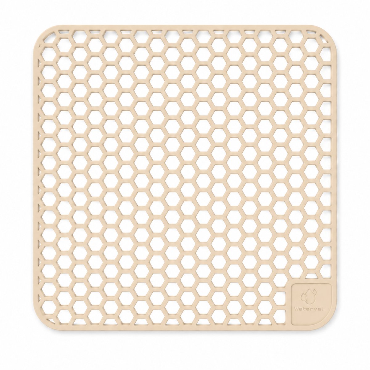Waterval Gootsteenmat - Siliconen - Zandbeige - 34,5 x 34,5 cm - Vierkant