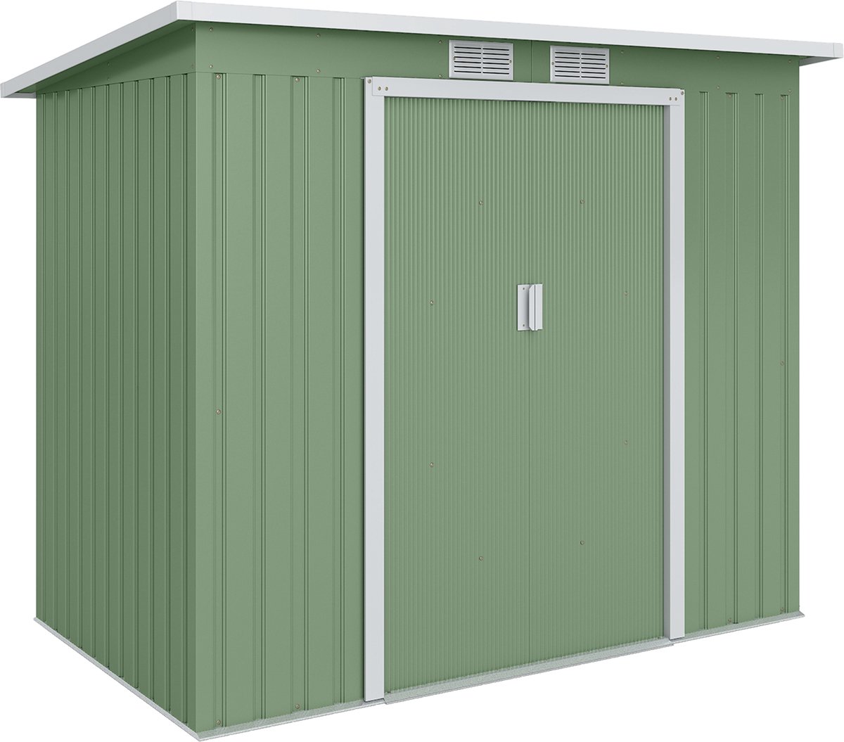 Tuinschuur met ventilatieramen - schuifdeuren - gegalvaniseerd staal - 213 x 130 x 159 cm - groen
