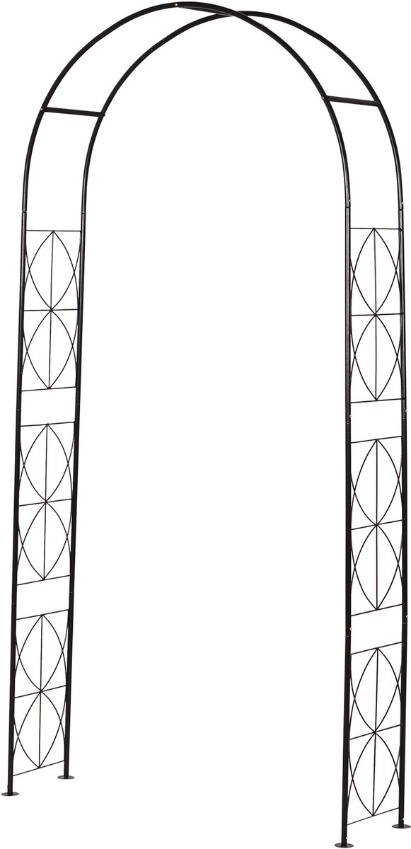 Metalen rozenboog - klimhulp voor klimplanten - tuinboog met spitse top - metalen constructie - boog - klimboog voor rozen - klimrek - rozensteun voor de tuin - 114 x 30 x 230 cm - zwart