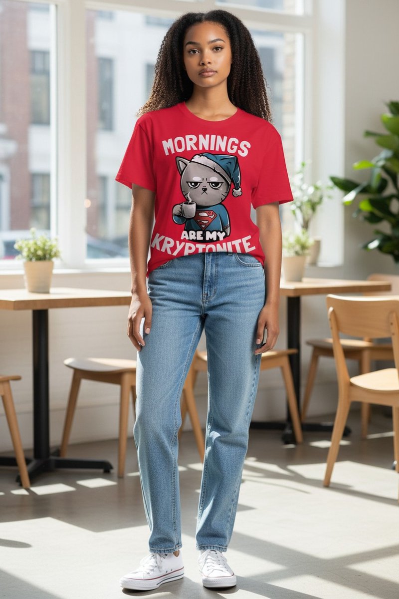Kat Mornings Are My Kryptonite The Coloured House T-shirt 4XL