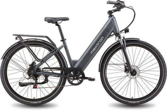 Maxtron Lira 28 Inch Elektrische Stadsfiets - 48V 15Ah Lithium-accu - Actieradius tot 140 km - 250W Motor - Hydraulische Schijfremmen - Shimano 7 Versnellingen - Max. Belastbaar 120 kg - Met Achterlicht - Grijs van Maxtron — afbeelding 2