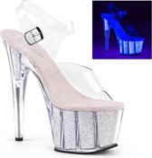 EU 40 = US 10 | ADORE-708UVG | 7 Heel, 2 3/4 PF Ankle Strap Sandal w/ Glitter Inserts