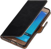 Zakelijke Book Case Telefoonhoesje Geschikt voor de Samsung Galaxy J7 (2016) J710F - Portemonnee Hoesje - Pasjeshouder Wallet Case - Zwart