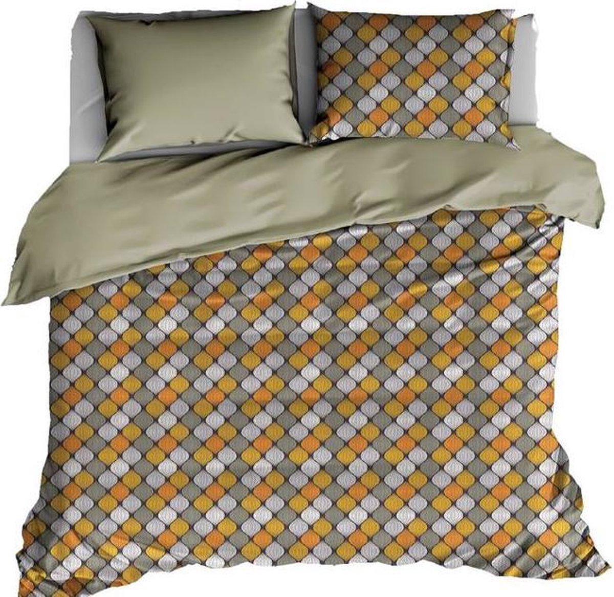 Dekbedovertrek Katoen Satijn Almond - Hotelmaat - 260 x 240 cm - Groen