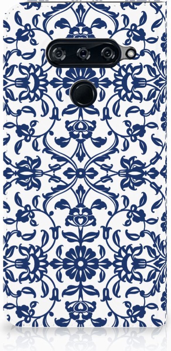 LG V40 Thinq Smart Cover Flower Blue