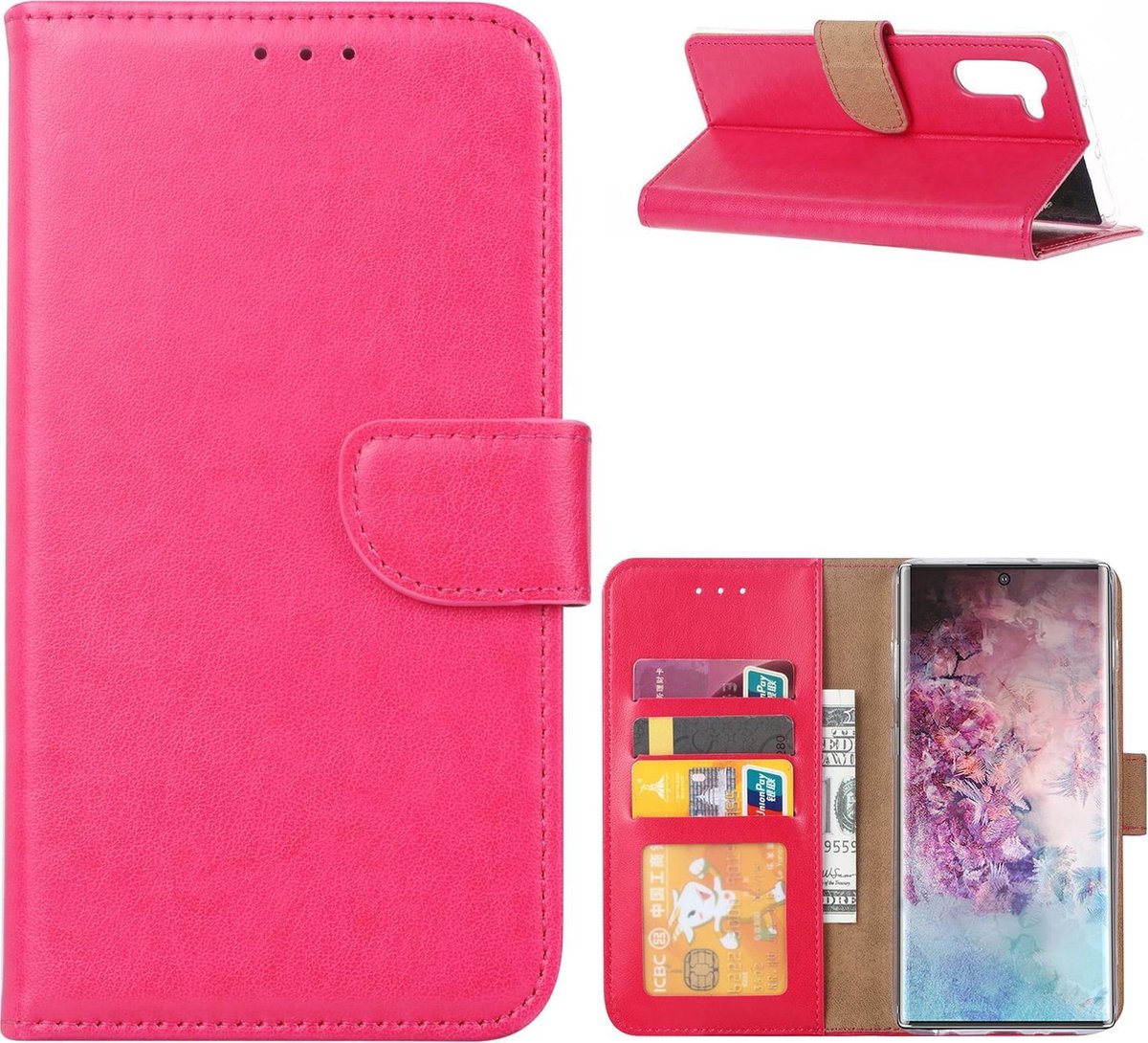 Samsung Galaxy Note 10 Hoesje Roze met Pasjeshouder