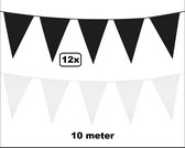 12x drapeau ligne noir / blanc 10 mètres