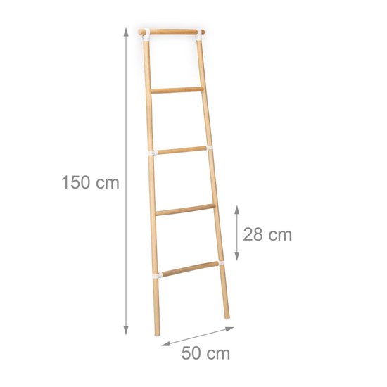relaxdays handdoekenrek ladder - handdoekladder - houten sierladder -  handdoekhouder... | bol.com