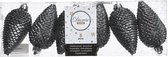 Dennenappels Glitter (8cm) Multi 6 Stuks Steengrijs