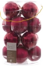 Glas Kerstballen (8cm) Box 16 Stuks Framboos