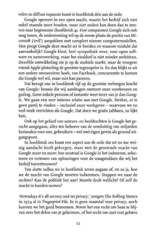 Pagina met tekst over Google en discussies.
