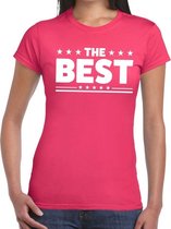 The Best tekst t-shirt roze dames XS