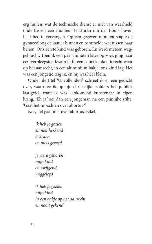 Pagina 14 van een boek met tekst en gedichten.