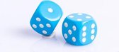 6 Vlakken Dobbelsteen Licht Blauw met Witte Stippen 16mm Set van 12