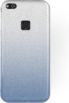 Huawei P10 Lite Hoesje - Glitter Back Cover - Blauw & Zilver