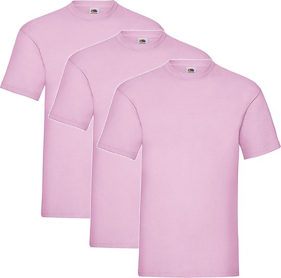 3 Pack Shirts Fruit of the Loom Ronde Hals Maat S Valueweight Roze