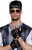 18 stuks: Handschoenen pols Biker - Zwart