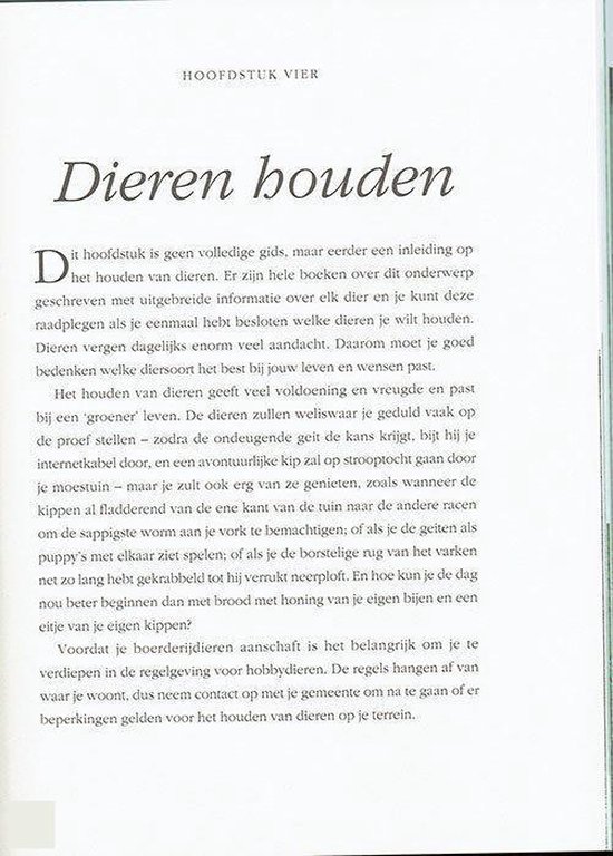 Hoofdstuk titel 'Dieren houden' met sierlijke tekst.