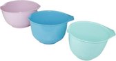 Set de bols à pâte - Rose / Bleu / Turquoise - Bols - Bols à mélanger - 3 parties - Plastique - 1,5L / 2L / 2,5L
