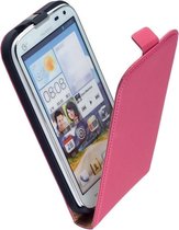 LELYCASE Roze Lederen Flip Case Cover Hoesje Huawei Ascend G610