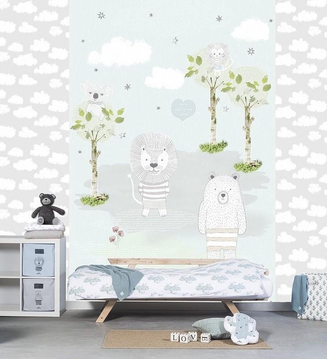 Puck & Rose fotobehang dierenprint blauw