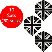 Dragon darts - 10 sets (30 stuks) - Engelse vlag flights - dart flights - zwart/clear