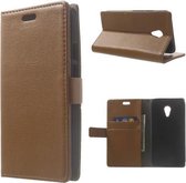 Litchi Wallet Hoesje Motorola Moto X2 bruin