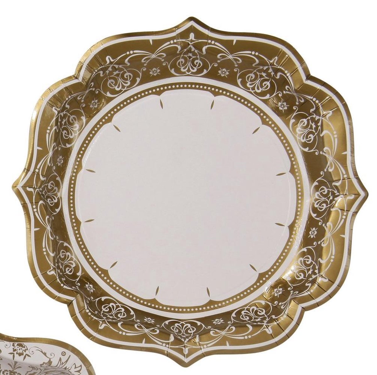 Talking Tables Pack van 12 Gold porselein stijl Small Paper Party Dessert Plates 3 Modellen Uniek, glamoureus, elegant, wegwerp Voor bruiloften, verjaardag, afternoon tea, verjaardag, gelegenheid, viering