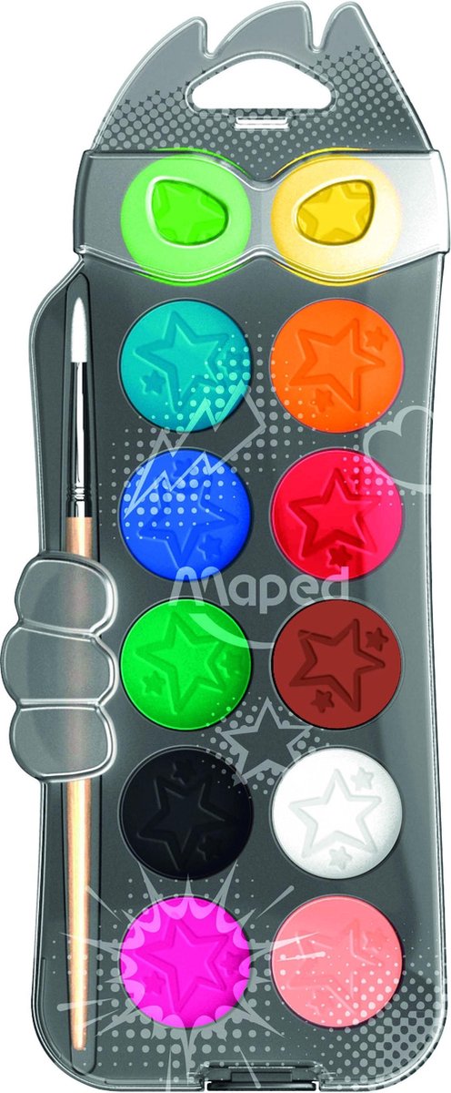 Color'peps waterverf - napjes 30 mm - box x 12 + 1 penseel