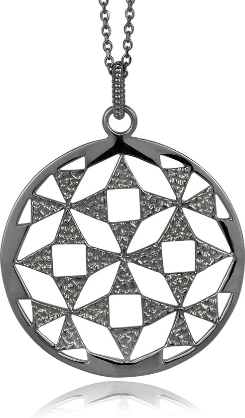 Orphelia Pendant + Chain Black Big Circle ZH-6037/2