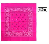 12x Bandana / zakdoek Fluor roze 53 x 53 cm.