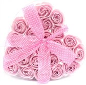 Zeep Bloemen hartvormige Box Roze Rozen 24 rozen