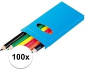 100x Doosjes kleurpotloden met 6 potloden
