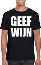 Geef Wijn heren shirt zwart - Heren feest t-shirts XXL