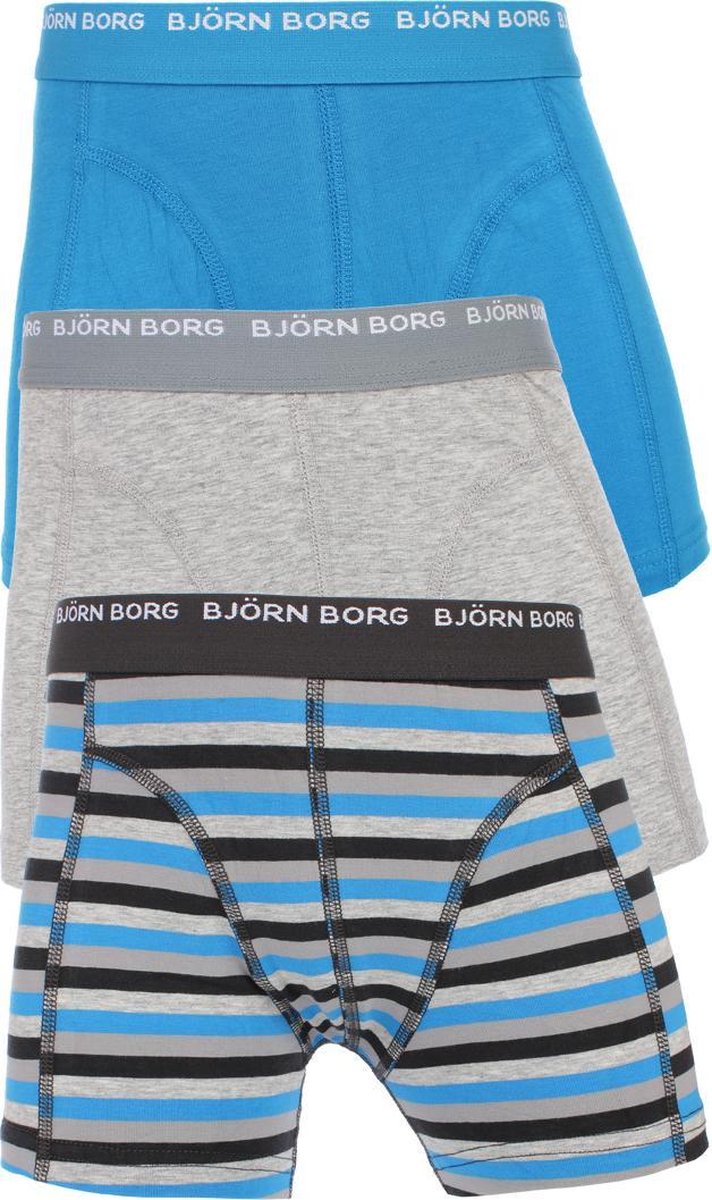 Bjorn Borg - Jongens 3-pack Boxershorts Gestreept Blauw / Grijs - 146
