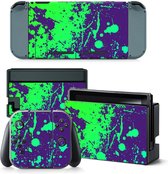 Verfspetters Paars met Groen - Nintendo Switch Skins Stickers