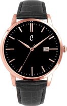 Colori Connaisseur 5 COL471 Horloge - Leren Band met Croco Print - Ø 40 mm - Zwart / Rosékleurig