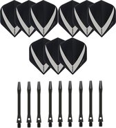 3 sets (9 stuks) Super Sterke – Smokey - Vista-X – darts flights – inclusief 3 sets (9 stuks) - medium - Aluminium - zwart - darts shafts - Cadeau