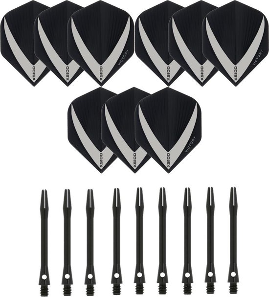 Thumbnail van een extra afbeelding van het spel 3 sets (9 stuks) Super Sterke – Smokey - Vista-X – darts flights – inclusief 3 sets (9 stuks) - medium - Aluminium - zwart - darts shafts
