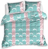 WellBed - Dekbedovertrek - Katoen - Tweepersoons - 220x200 - Dream groen-roze