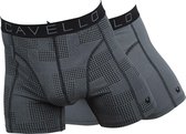 Cavello - Heren - 2-pack Boxershorts Pied-a-Poule - Grijs - S