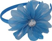 Jessidress Haarband Meisjes Haar Diadeem met grote Haarbloem en strass - Blauw