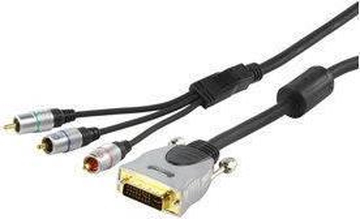 HQ Hoge Kwaliteit Dvi - 3xrca Component Aansluitkabel 1.50 M