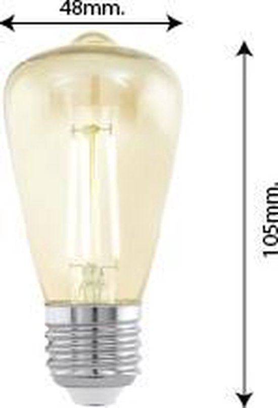 Eglo Ampoule Led E27 à Intensité Variable, Amber Vintage Ampoule en Big  Size Ø 20 cm, Lampe Led Pour Éclairage Rétro, 8 W (Équivalent à 60 W) 806  Lm