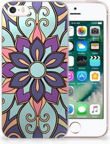 Coque Téléphone pour Apple iPhone SE | 5S PU Silicone Etui Bumper Gel Fleur Mauve