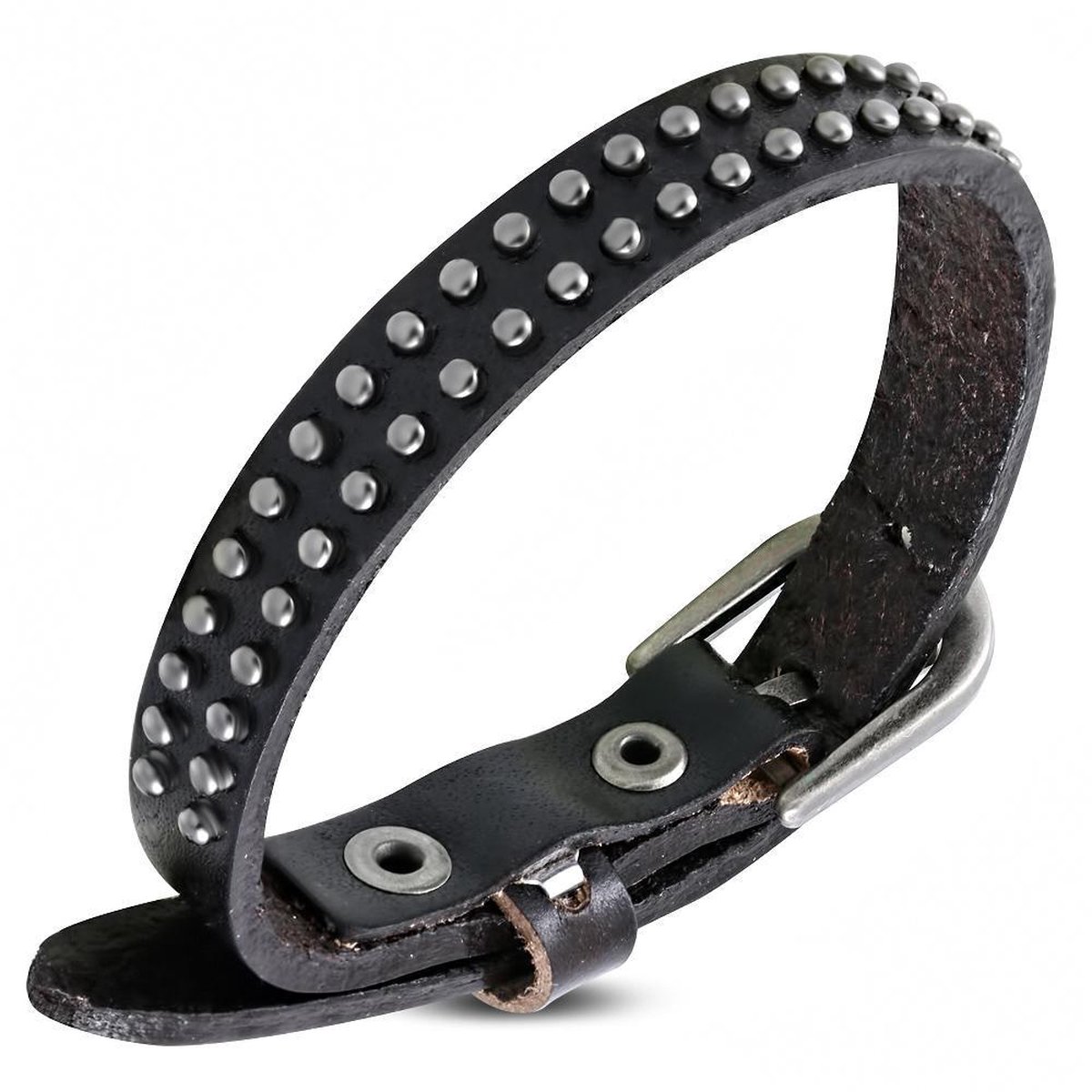 Amanto Armband Aisar Dark Brown - Leer - Studs - 12mm - 20-26cm