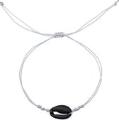 24/7 Jewelry Collection Schelpjes Armband - Schelp - Schelpen - Grijs Touw - Zwarte Schelp