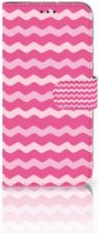 Motorola Moto G7 | G7 Plus Uniek Bookcase Hoesje Waves Pink