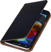 Samsung Galaxy S5 - Echt Leer Bookcase Donker Blauw - Lederen Leder Cover Case Wallet Hoesje